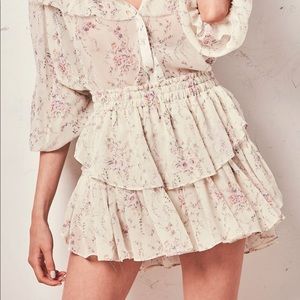 LoveShackFancy Silk Ruffle Mini Skirt